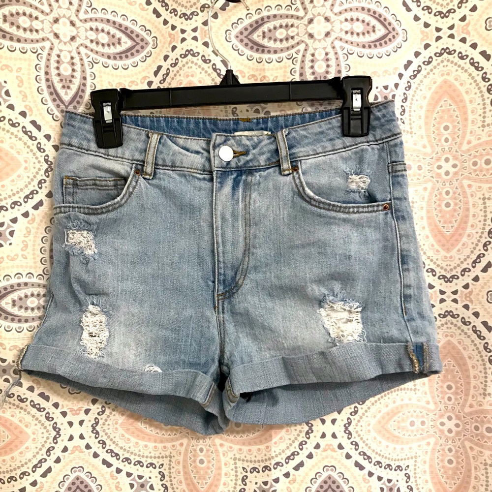 H&M White Washed Distressed Shorts